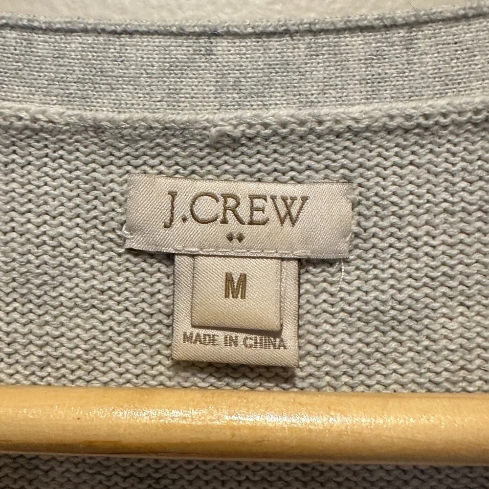 J.‎ Crew Striped Boatneck Sweater Womens M Gray White Cotton Preppy Lightweight